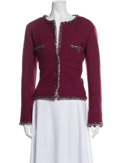 Pre-owned Chanel 2022 Wool Jacket In Burgundy