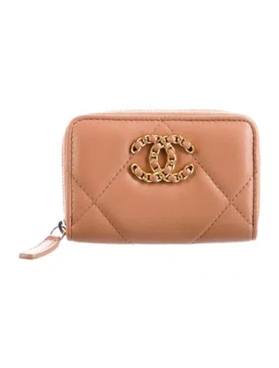 Pre-owned Chanel 2023 19 Coin Purse Wallet In Brown