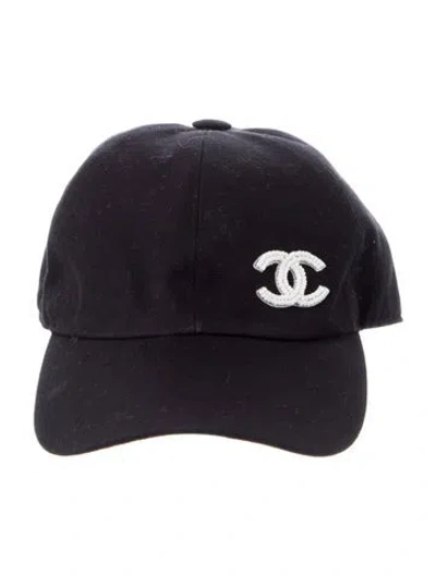 Pre-owned Chanel 2023 Beaded Cc Baseball Cap In Black
