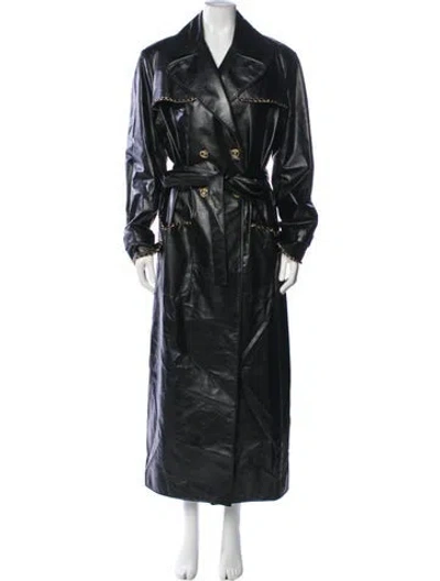 Pre-owned Chanel 2023 Calfskin Trench Coat W/ Tags In Black