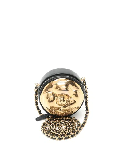 Pre-owned Chanel 2023 Camellia Round Clutch Bag In Black