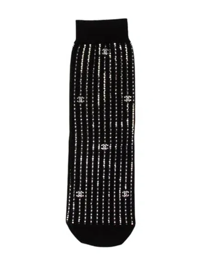 Pre-owned Chanel 2023 Cc Crystal Socks In Black