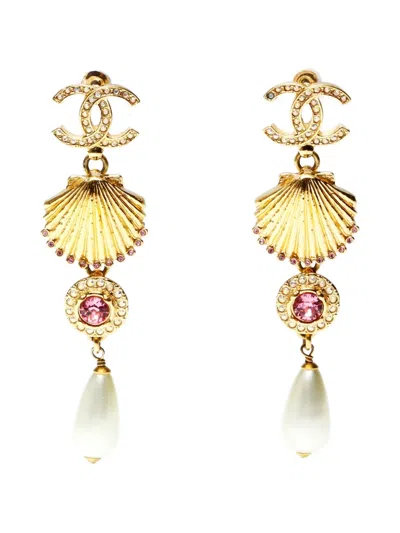 Pre-owned Chanel 2023 Cc Drop Earrings In Gold