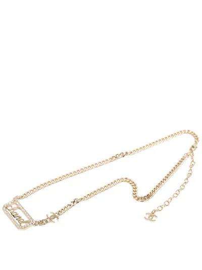 Pre-owned Chanel 2023 Cc Gold Plated Strass Logo Choker Necklace Costume Necklace