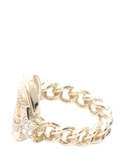 Pre-owned Chanel 2023 Cc Gold Plated Strass Star Ring Costume Ring