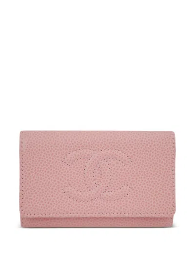 Pre-owned Chanel 2023 Cc Leather Key Case In Pink