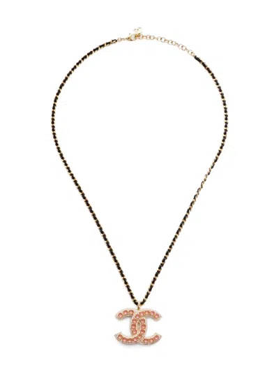 Pre-owned Chanel 2023 Cc Mark Rhinestone Necklace In Gold