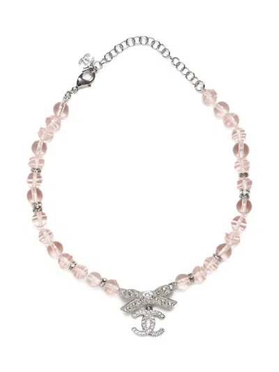 Pre-owned Chanel 2023 Cc-pendant Necklace In Silver