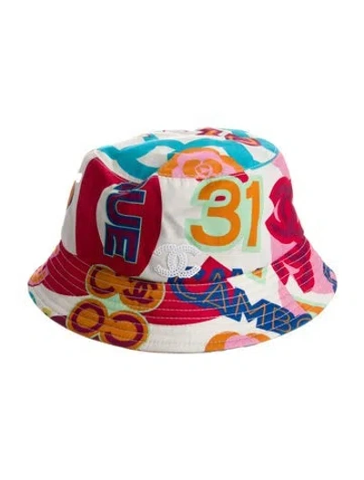 Pre-owned Chanel 2023 Cc Printed Bucket Hat In Pink