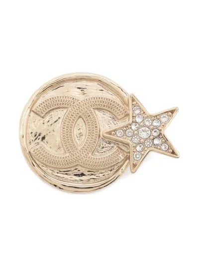 Pre-owned Chanel 2023 Cc Star Brooch In Gold