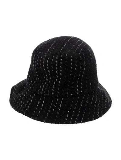 Pre-owned Chanel 2023 Cc Tweed Bucket Hat In Black
