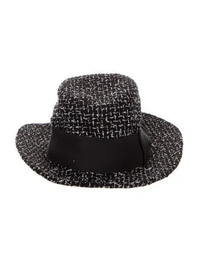 Pre-owned Chanel 2023 Cc Tweed Hat In Black