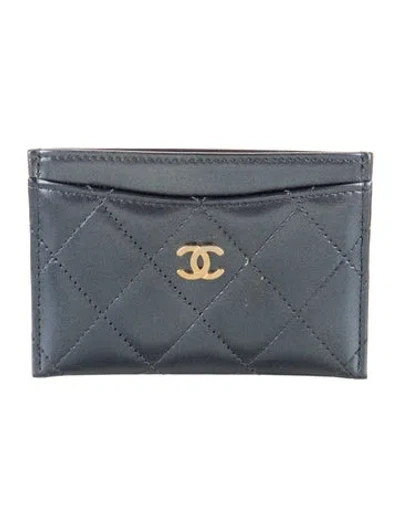 Pre-owned Chanel 2023 Classic Card Holder In Blue/metallic