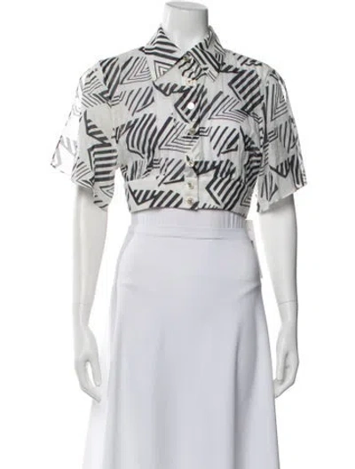 Pre-owned Chanel 2023 Coco Beach Crop Top In White
