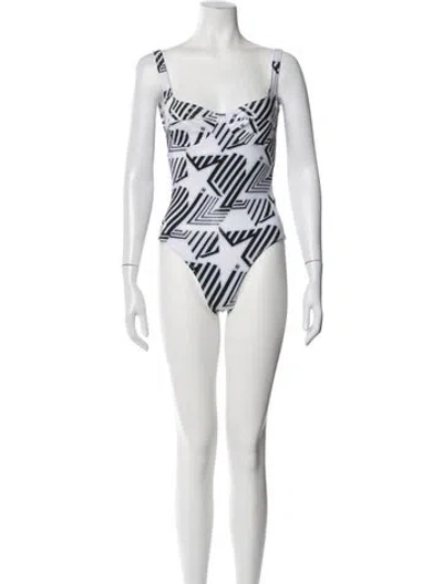 Pre-owned Chanel 2023 Coco Beach One-piece W/ Tags In White