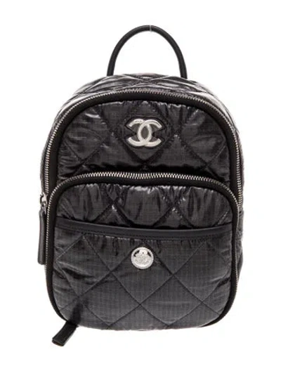 Pre-owned Chanel 2023 Coco Neige Quilted Nylon Mini Backpack In Gray