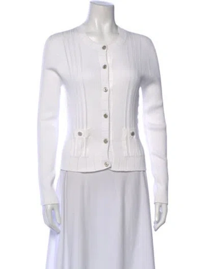 Pre-owned Chanel 2023 Crew Neck Sweater In White
