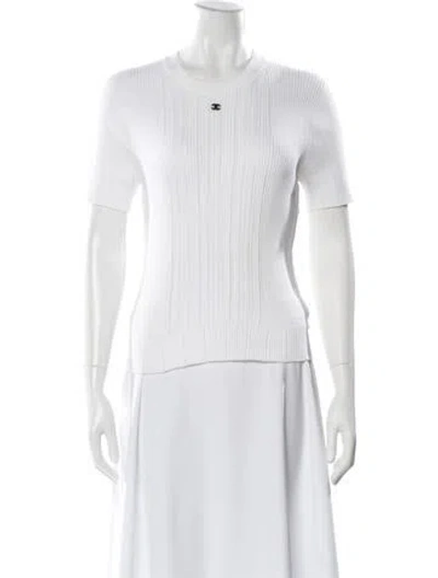 Pre-owned Chanel 2023 Crew Neck Sweater In White