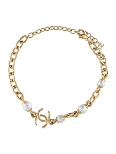 Pre-owned Chanel 2023 Faux Pearl Choker Necklace, 16.5" In Multi