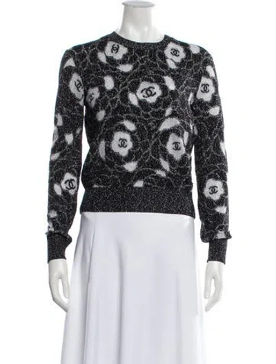 Pre-owned Chanel 2023 Floral Print Sweater In Black