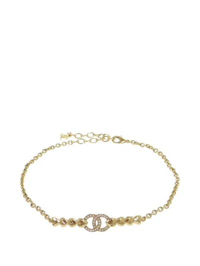 Pre-owned Chanel 2023 Gold Plated Cc Crystal Choker Necklace Costume Necklace