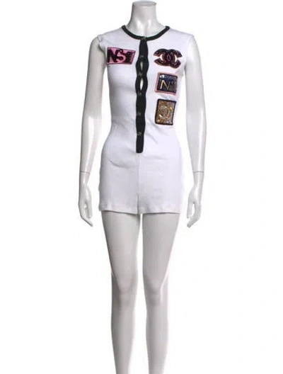 Pre-owned Chanel 2023 Graphic Print Romper In White