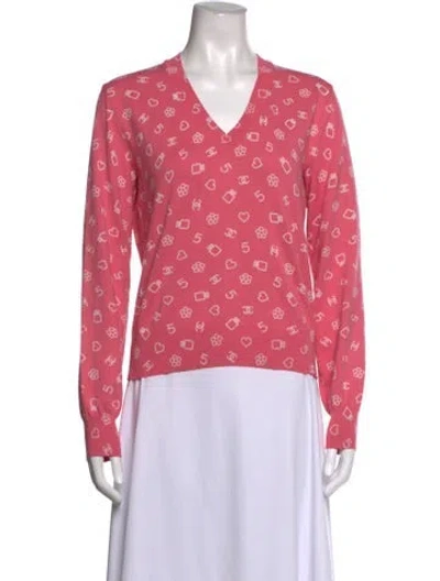 Pre-owned Chanel 2023 Graphic Print Sweater In Pink