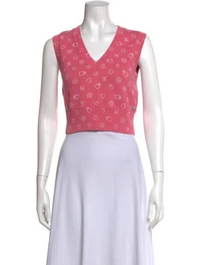 Pre-owned Chanel 2023 Graphic Print Sweater In Pink
