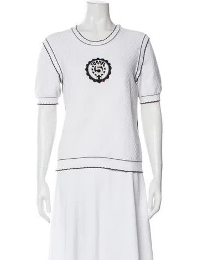 Pre-owned Chanel 2023 Graphic Print Sweater In White