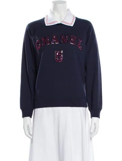 Pre-owned Chanel 2023 Graphic Print Sweatshirt In Blue