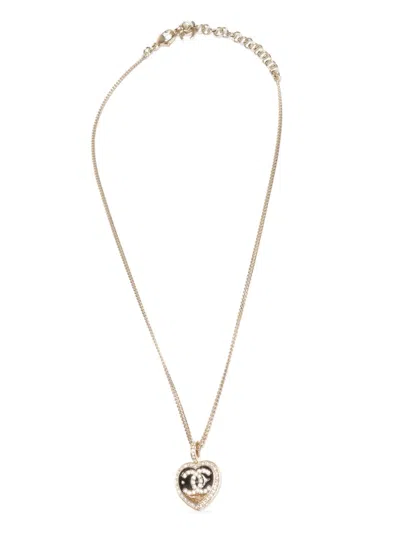 Pre-owned Chanel 2023 Heart-shaped Logo Necklace In Silver