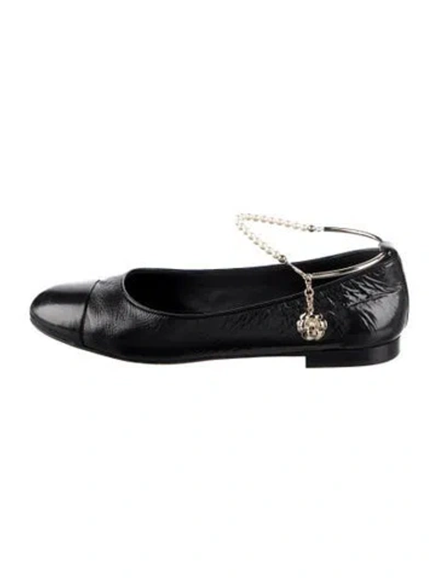 Pre-owned Chanel 2023 Interlocking Cc Logo Ballet Flats In Black