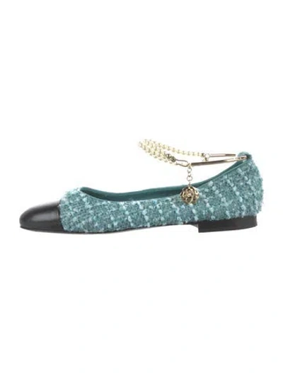 Pre-owned Chanel 2023 Interlocking Cc Logo Ballet Flats In Blue