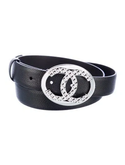 Pre-owned Chanel 2023 Interlocking Cc Logo Belt In Black