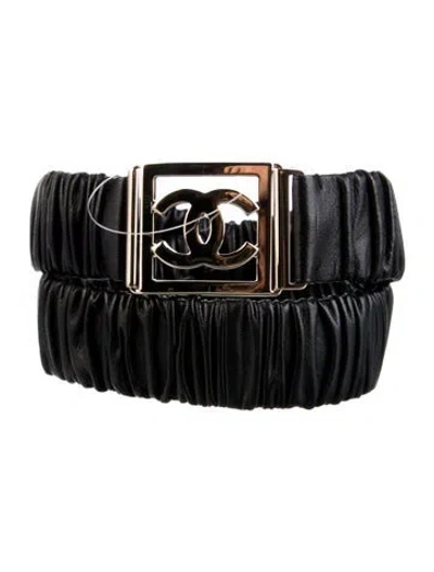 Pre-owned Chanel 2023 Interlocking Cc Logo Belt In Black