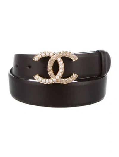 Pre-owned Chanel 2023 Interlocking Cc Logo Belt In Black