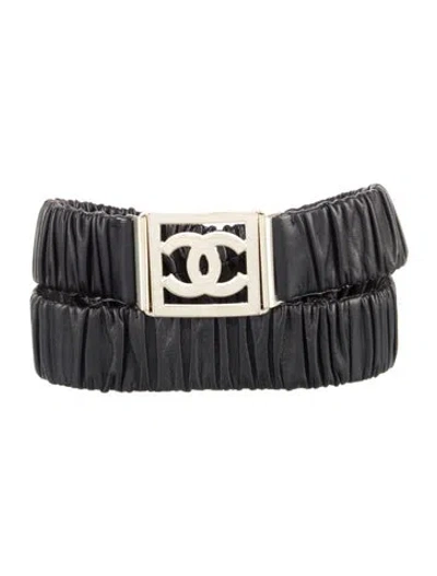 Pre-owned Chanel 2023 Interlocking Cc Logo Belt In Black