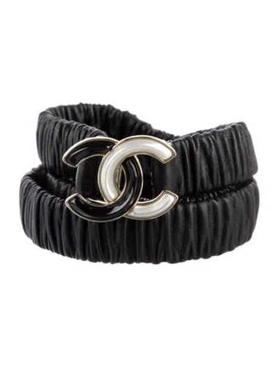 Pre-owned Chanel 2023 Interlocking Cc Logo Belt In Black