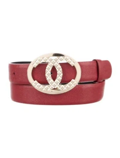 Pre-owned Chanel 2023 Interlocking Cc Logo Belt Kit In Red