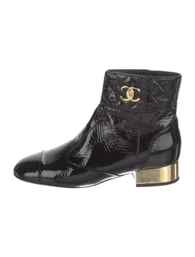 Pre-owned Chanel 2023 Interlocking Cc Logo Boots In Black