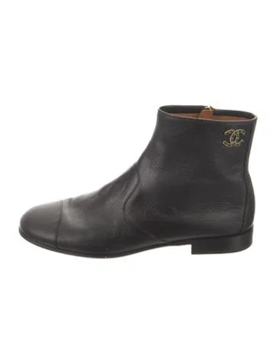 Pre-owned Chanel 2023 Interlocking Cc Logo Boots In Black
