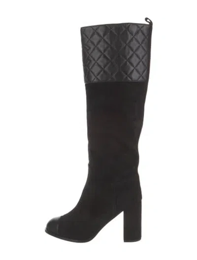 Pre-owned Chanel 2023 Interlocking Cc Logo Boots In Black