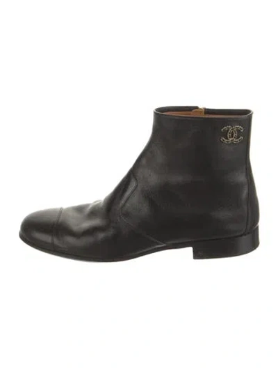 Pre-owned Chanel 2023 Interlocking Cc Logo Boots In Black