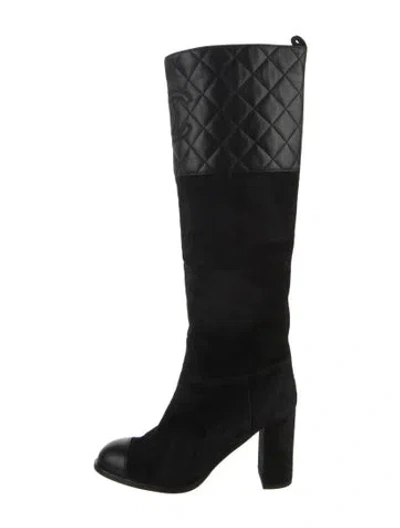 Pre-owned Chanel 2023 Interlocking Cc Logo Boots In Black