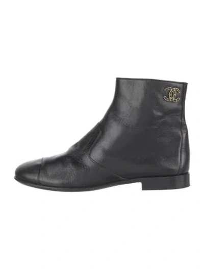 Pre-owned Chanel 2023 Interlocking Cc Logo Boots In Black
