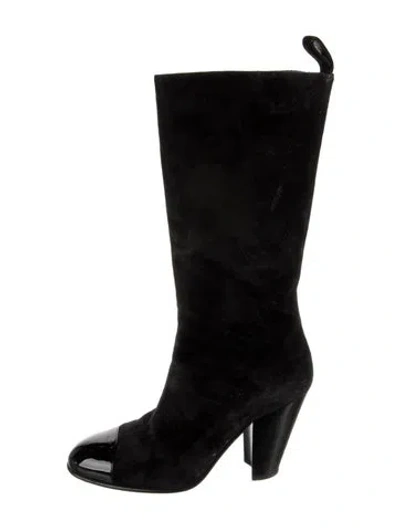Pre-owned Chanel 2023 Interlocking Cc Logo Boots In Black