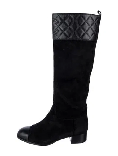 Pre-owned Chanel 2023 Interlocking Cc Logo Boots In Black