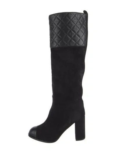 Pre-owned Chanel 2023 Interlocking Cc Logo Boots In Black