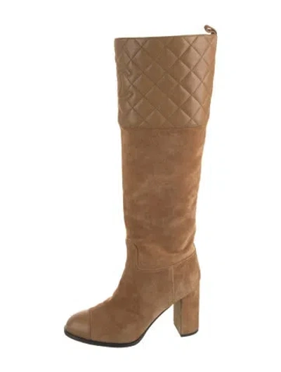 Pre-owned Chanel 2023 Interlocking Cc Logo Boots In Neutral