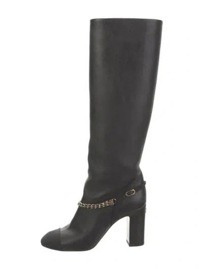 Pre-owned Chanel 2023 Interlocking Cc Logo Boots W/ Tags In Black